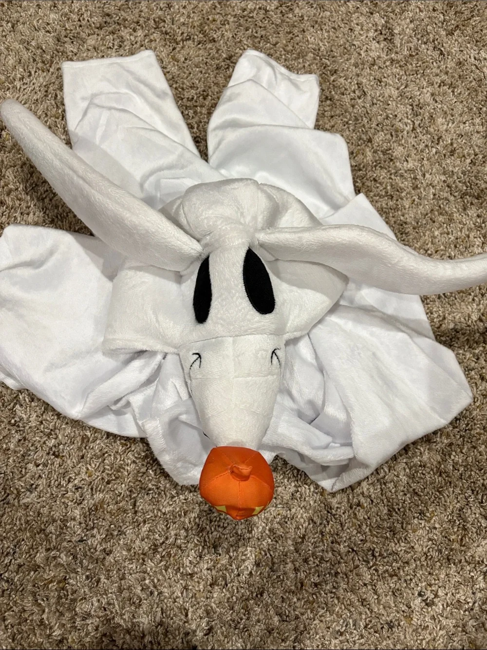 Kids Disney Zero Costume with Hood and Pumpkin Accent that lights up - Picture 6 of 9